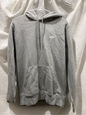 Nike Light Gray Pullover Hoodie with Embroidered Swoosh